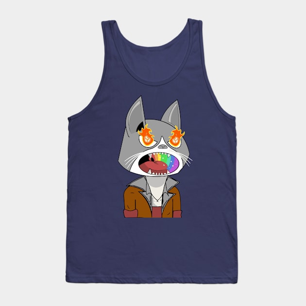 Stray Funny Cat Tank Top by Crayoon